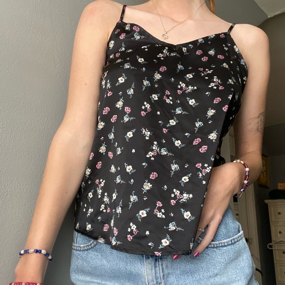 SATIN FLORAL TANK